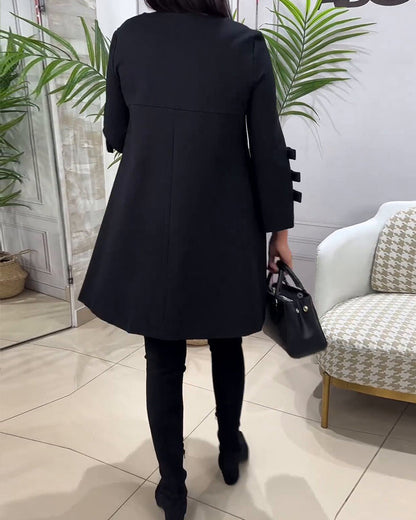 Robe A-Line Élégante Manches Longues Détail en Nœud - Aurelles