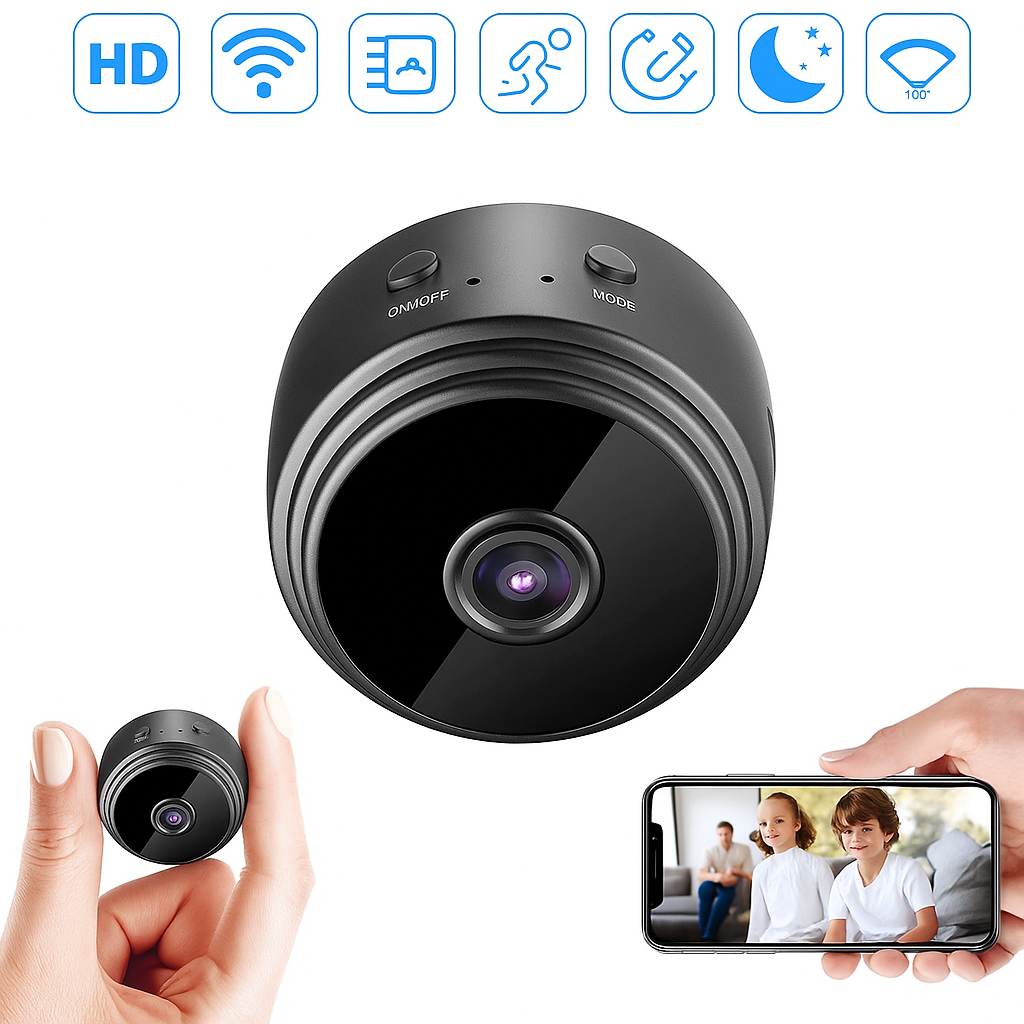 Mini Caméra de Surveillance Wi-Fi avec Vision Nocturne Détection de Mouvement et Application Mobile pour Maison et Bureau