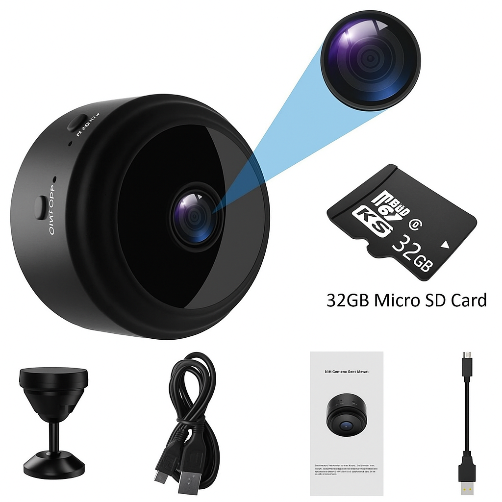 Mini Caméra de Surveillance Wi-Fi avec Vision Nocturne Détection de Mouvement et Application Mobile pour Maison et Bureau