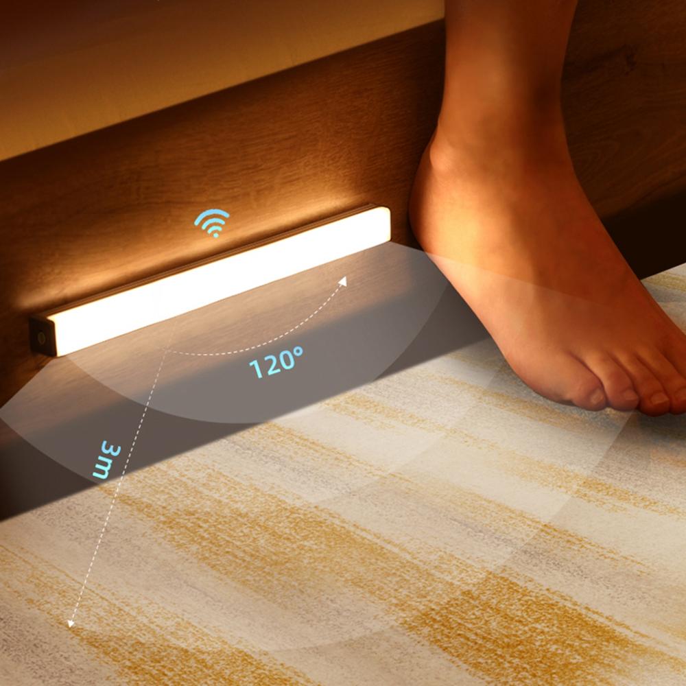 USB Rechargeable LED Motion Sensor Strip Light for Bed Corridor Bathroom and Closet