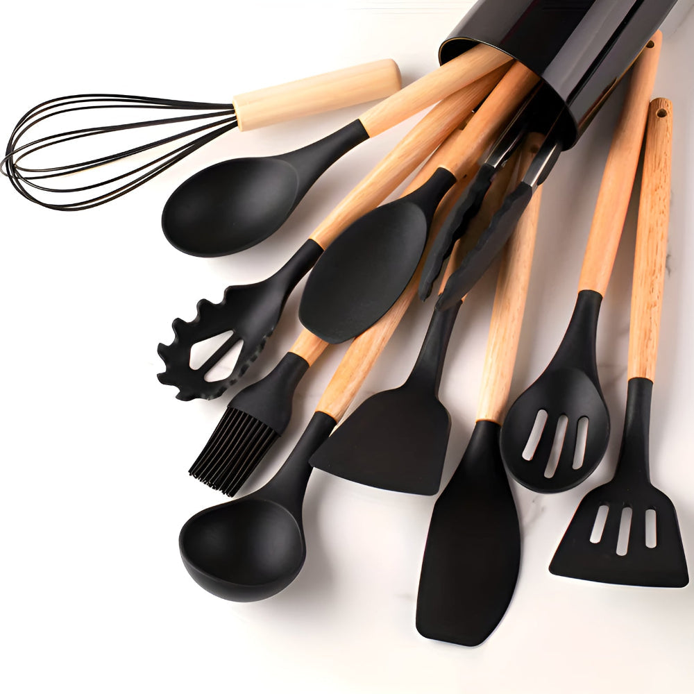 Soléra – Ensemble d’Ustensiles de Cuisine en Silicone Minimalistes et Durables
