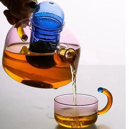 Velora – Bouilloire en Verre Borosilicate avec Tasses Assorties