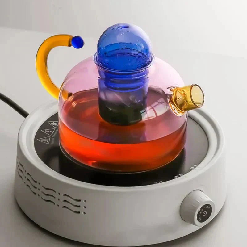 Velora – Bouilloire en Verre Borosilicate avec Tasses Assorties