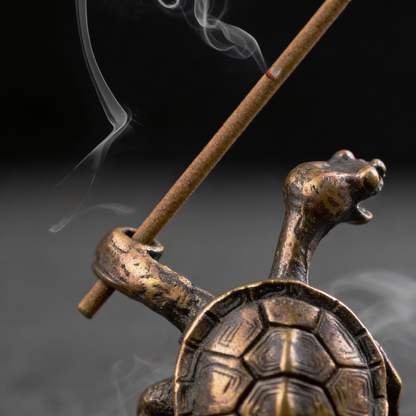 Patinated Brass Turtle Incense Holder for Aromatherapy, Meditation, and Zen Decoration