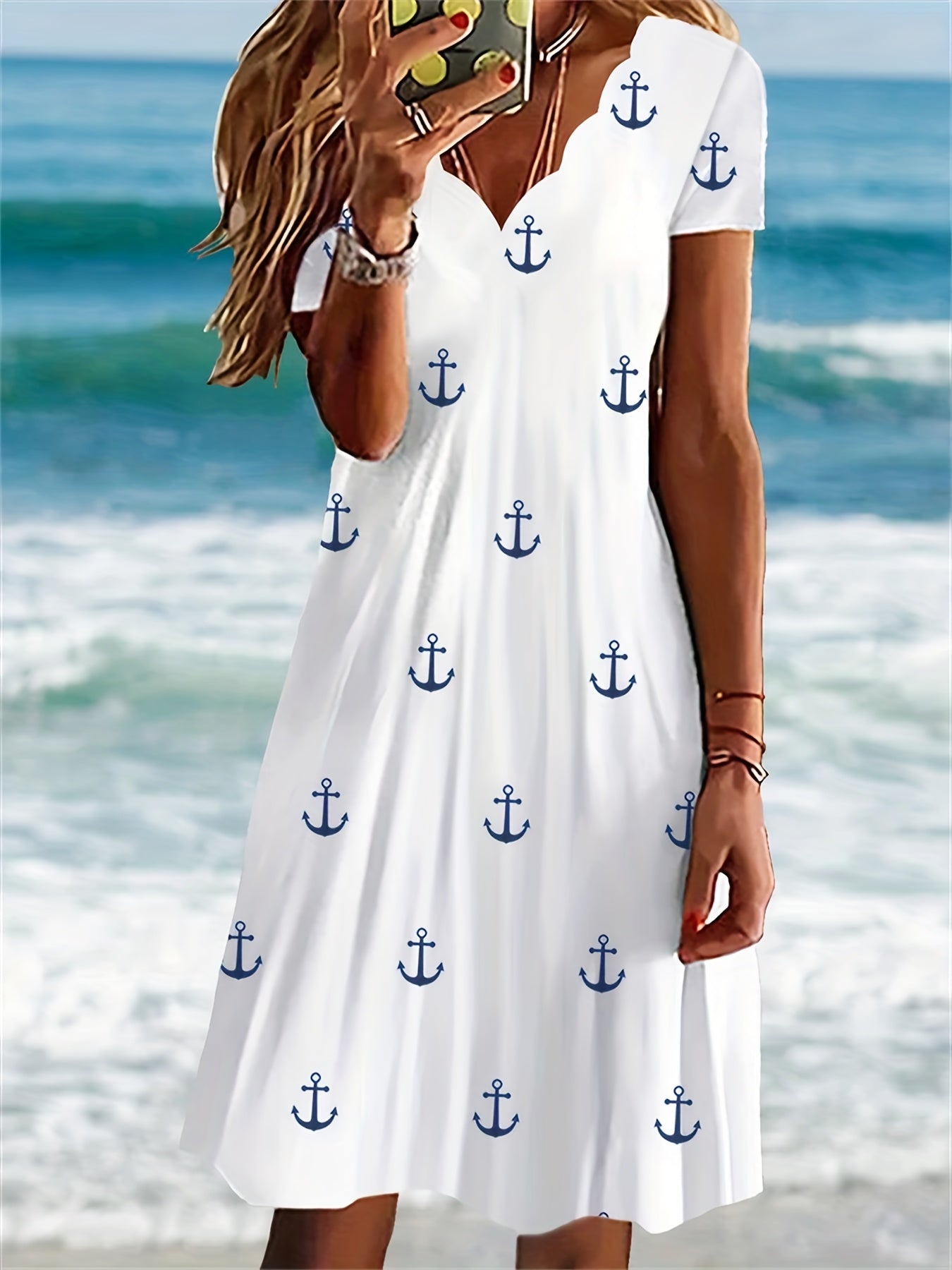 Robe Midi Imprimée Florale avec Décolleté en V pour Femmes - Aurelles