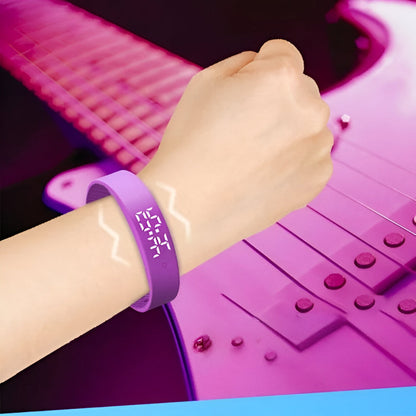 Bracelet Connecté Fitness en Silicone Étanche avec Affichage LED Notifications par Vibration pour Sport et Quotidien