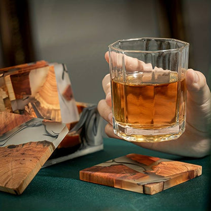 Lunara – Sous-Verres en Résine et Bois Naturel