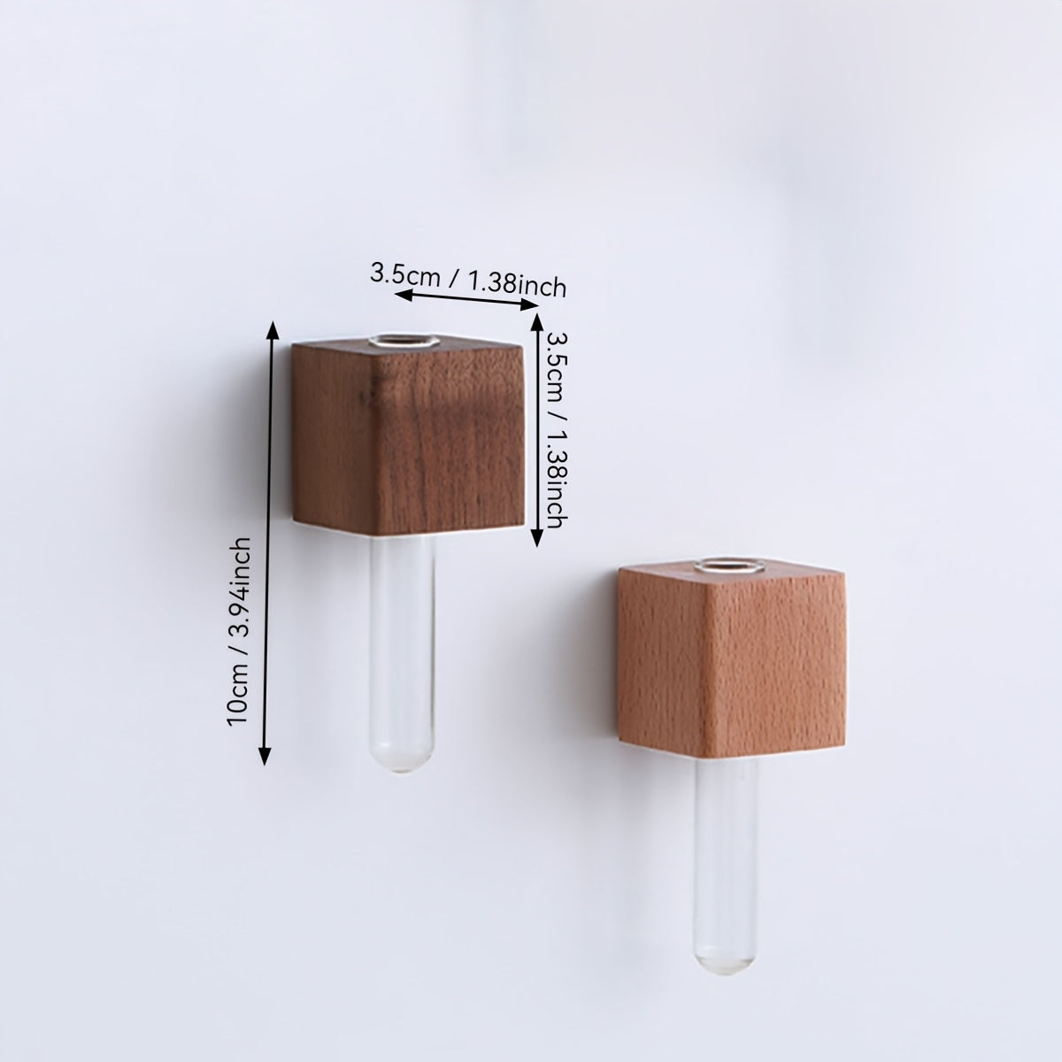 Mini Vase Mural Aimanté en Bois Massif avec Tube en Verre pour Réfrigérateur Tableau Magnétique et Propagation de Boutures