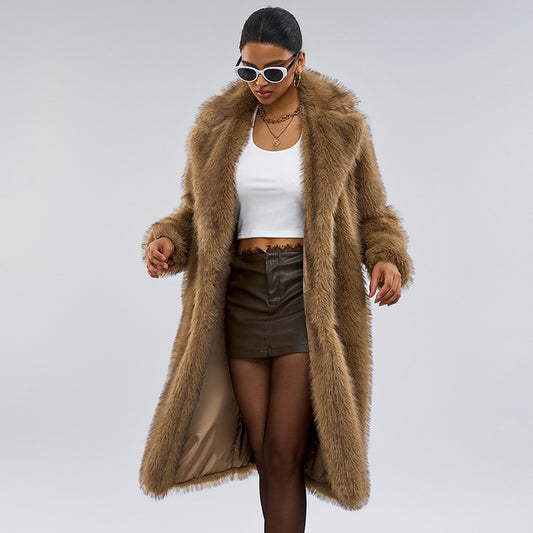 Manteau Long en Fausse Fourrure - Aurelles