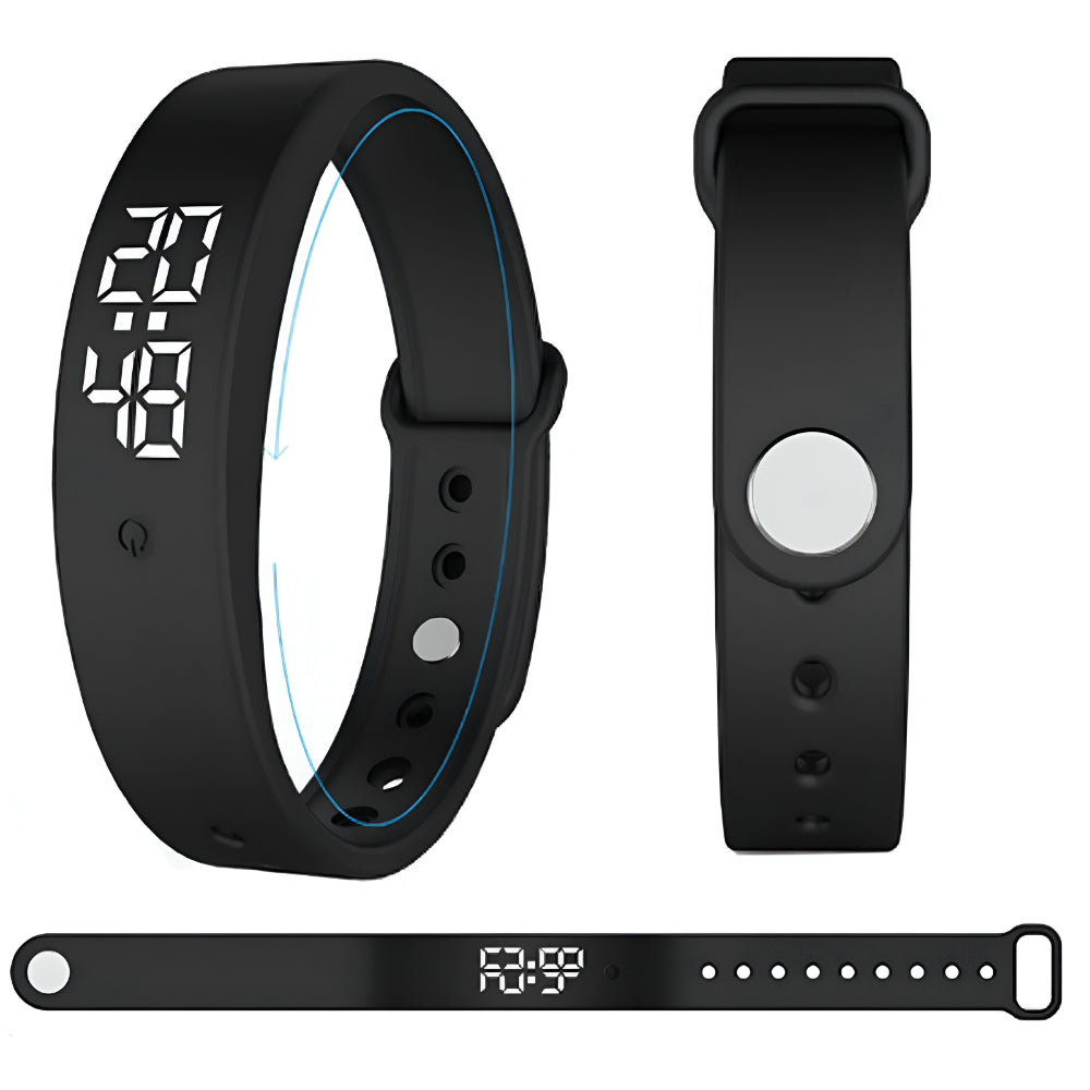 Bracelet Connecté Fitness en Silicone Étanche avec Affichage LED Notifications par Vibration pour Sport et Quotidien