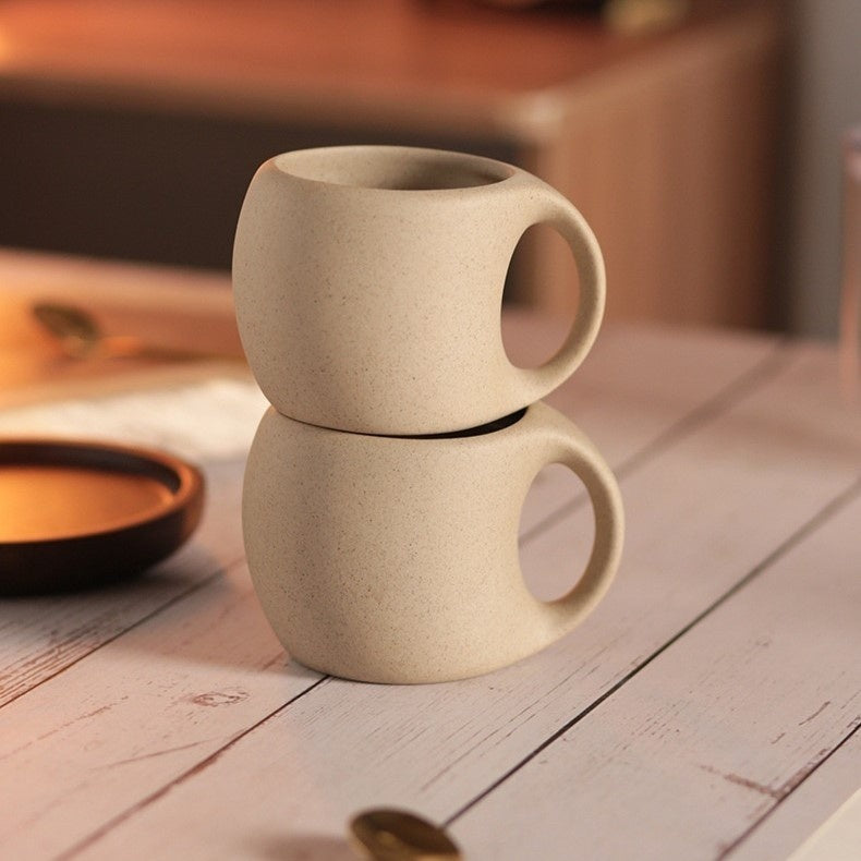 Ceramic Coffee Cup with Wooden Saucer and Stainless Steel Spoon