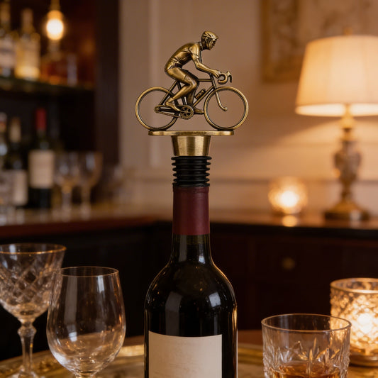 Bouchon de Bouteille Décoratif Figurine Cycliste en Alliage de Zinc avec Joint Étanche pour Vin Spiritueux