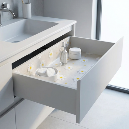 Floral Pattern Waterproof Repositionable Non-Adhesive Multi-Purpose Drawer Liner