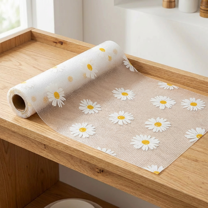 Floral Pattern Waterproof Repositionable Non-Adhesive Multi-Purpose Drawer Liner