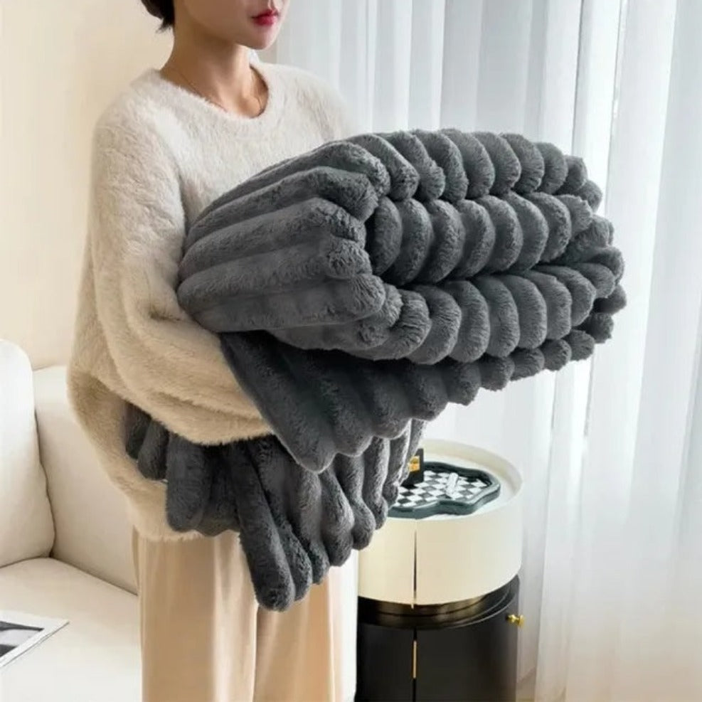 Velora – Plaid Doux à Rayures Luxueux et Confortable