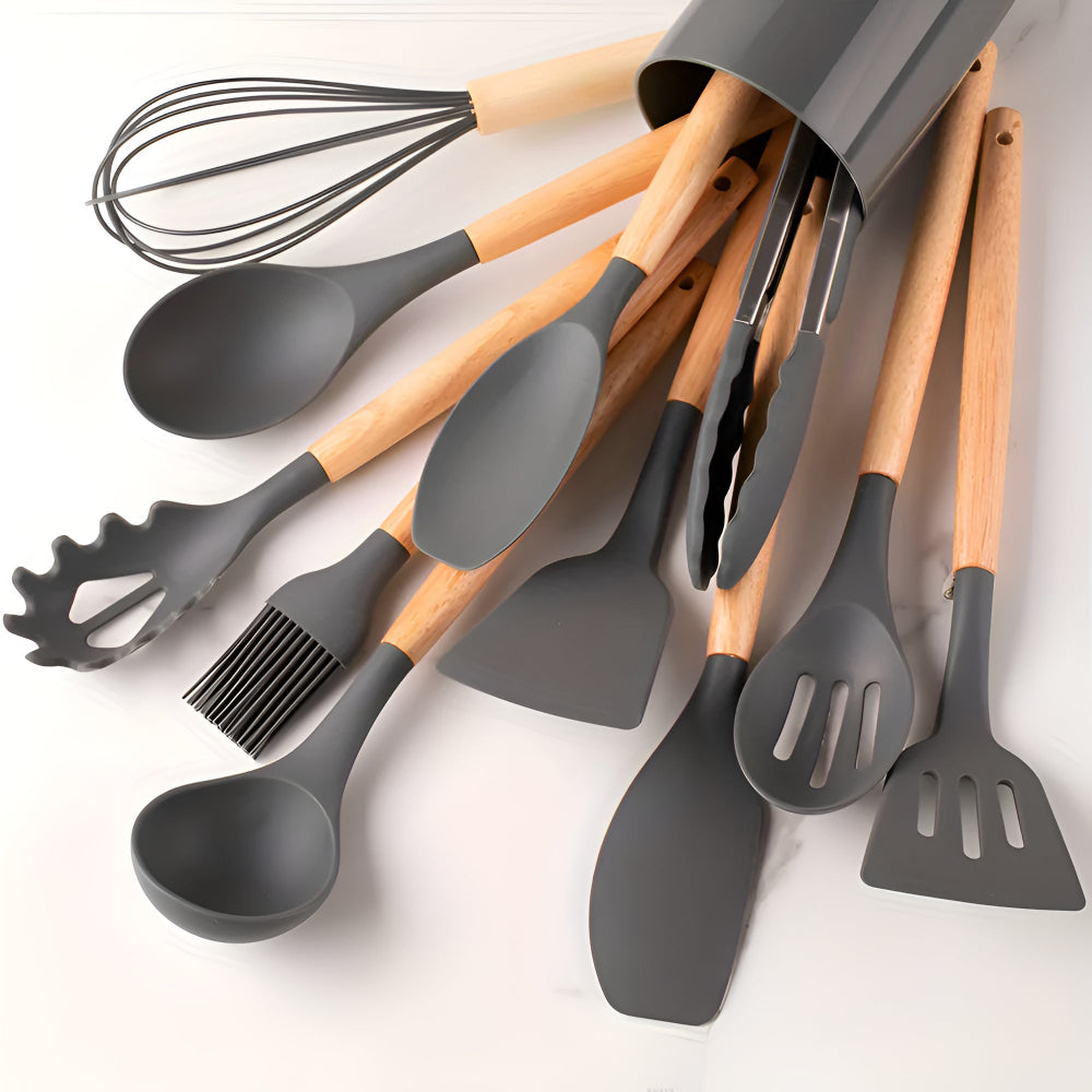 Soléra – Ensemble d’Ustensiles de Cuisine en Silicone Minimalistes et Durables