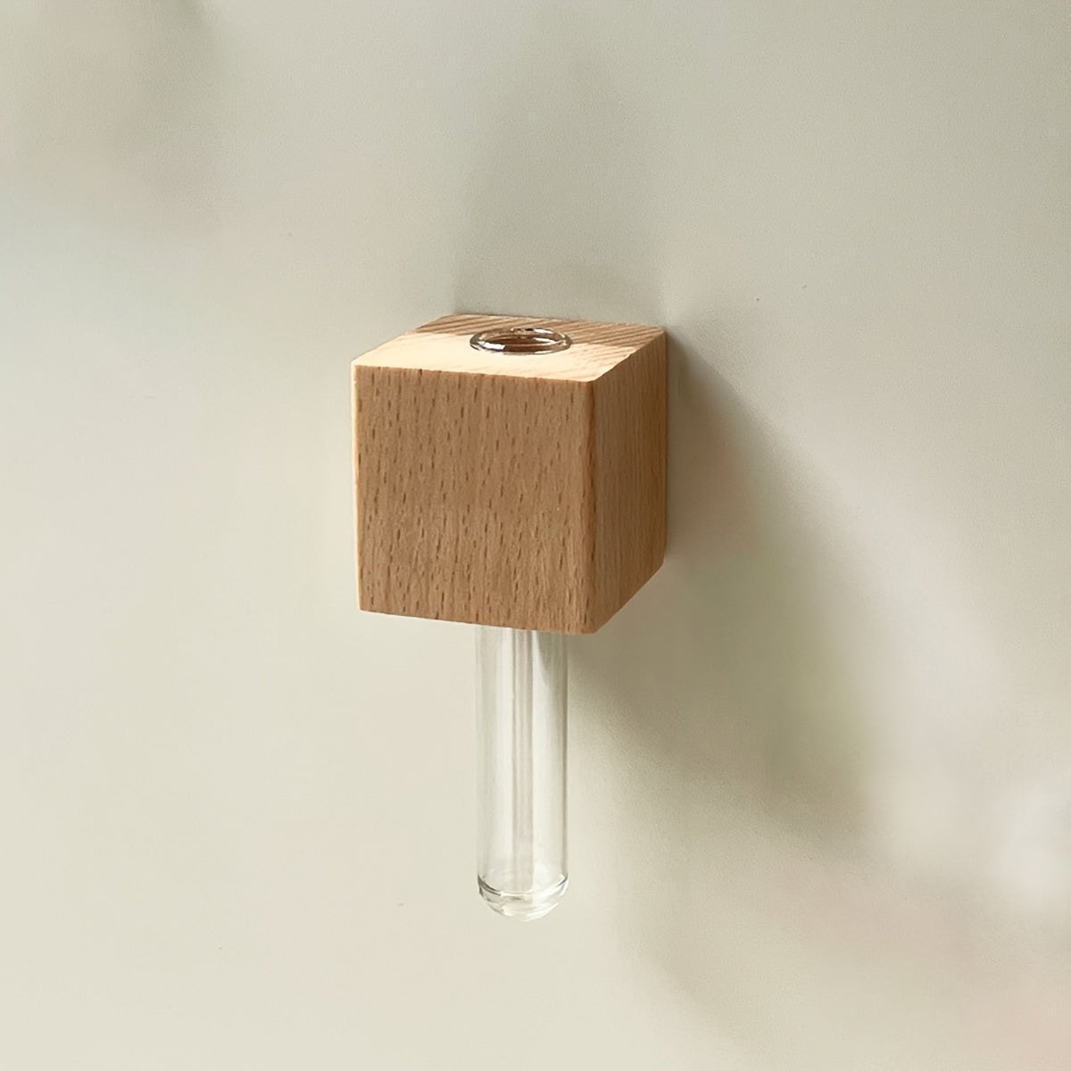 Mini Vase Mural Aimanté en Bois Massif avec Tube en Verre pour Réfrigérateur Tableau Magnétique et Propagation de Boutures
