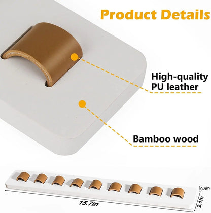 Présentoir Mural pour Lunettes en Bois avec 9 Supports en Cuir pour Lunettes de Soleil et Vue Rangement Décoratif