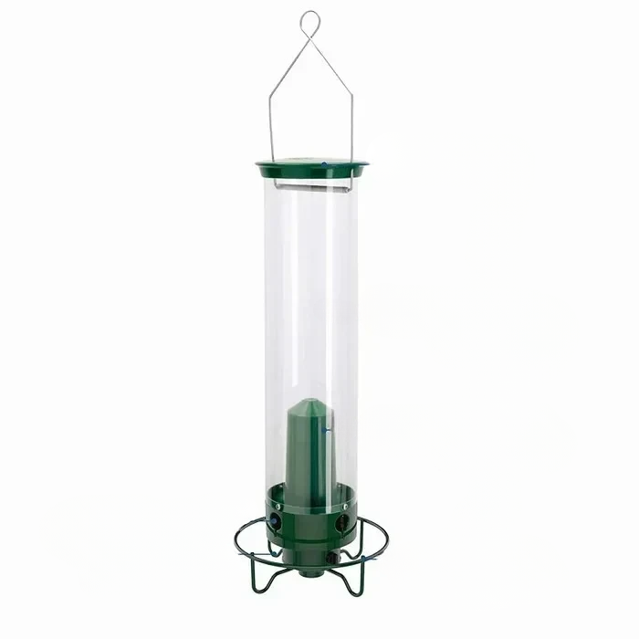 Squirrel-Proof Bird Feeder with Weight-Activated Rotating Perch and Clear Tube