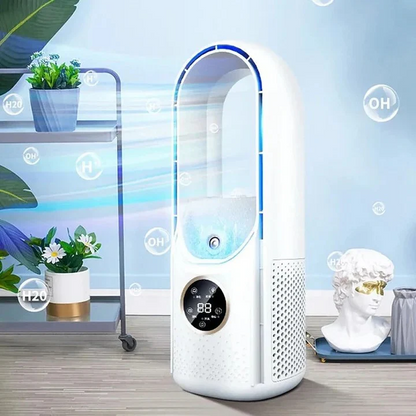 Bladeless Silent Portable Air Cooler with Water Tank Touchscreen and Adjustable Speeds