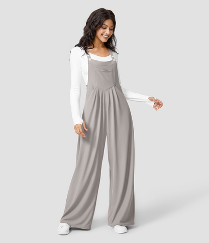 Salopette Femme à Jambes Larges - Coupe Détendue - Bretelles Boutonnées - Vêtements Légers Décontractés - Aurelles