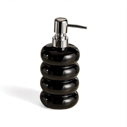 Distributeur de Savon en Céramique à Forme Sculpturale avec Pompe Chromée pour Salle de Bain et Cuisine