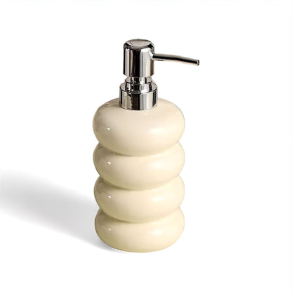 Distributeur de Savon en Céramique à Forme Sculpturale avec Pompe Chromée pour Salle de Bain et Cuisine
