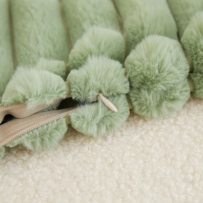 Housse de Coussin en Fausse Fourrure à Grosses Côtes Verticales en Relief pour Canapé et Lit Style Cocooning