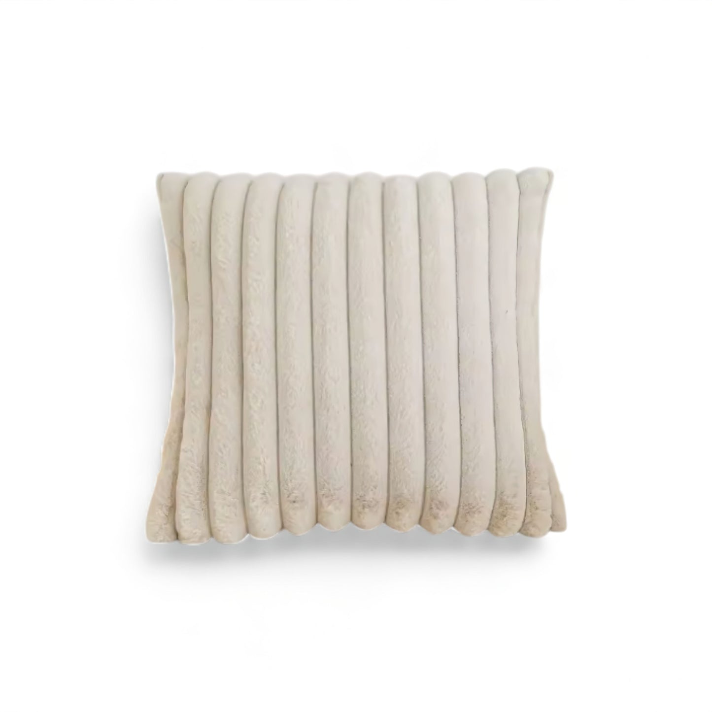 Housse de Coussin en Fausse Fourrure à Grosses Côtes Verticales en Relief pour Canapé et Lit Style Cocooning