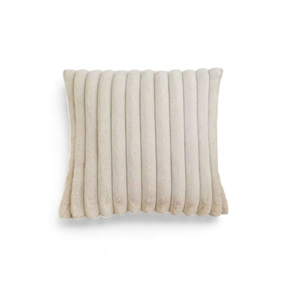 Housse de Coussin en Fausse Fourrure à Grosses Côtes Verticales en Relief pour Canapé et Lit Style Cocooning