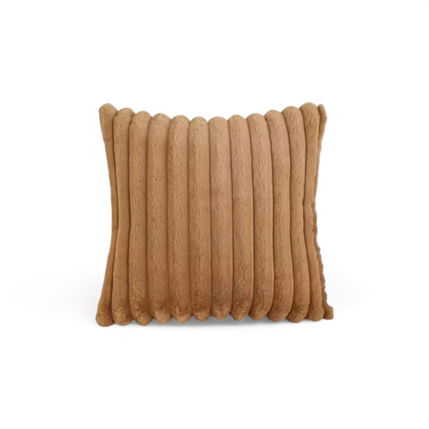 Housse de Coussin en Fausse Fourrure à Grosses Côtes Verticales en Relief pour Canapé et Lit Style Cocooning