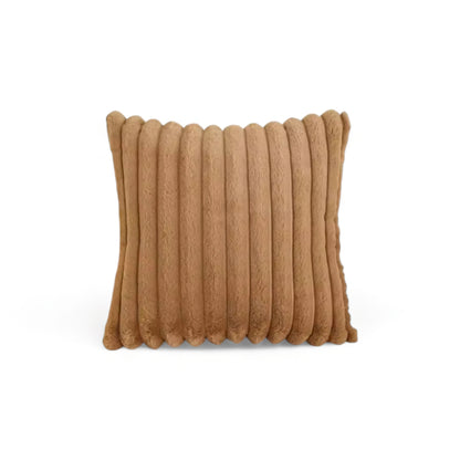 Housse de Coussin en Fausse Fourrure à Grosses Côtes Verticales en Relief pour Canapé et Lit Style Cocooning