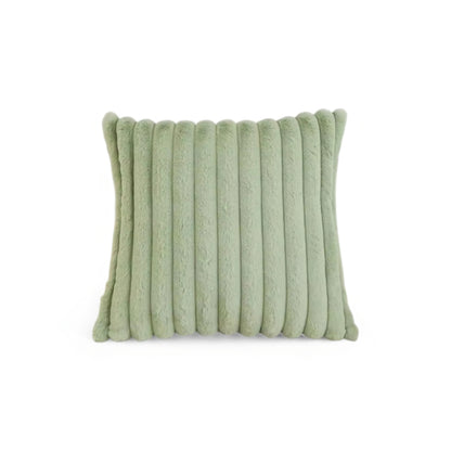 Housse de Coussin en Fausse Fourrure à Grosses Côtes Verticales en Relief pour Canapé et Lit Style Cocooning