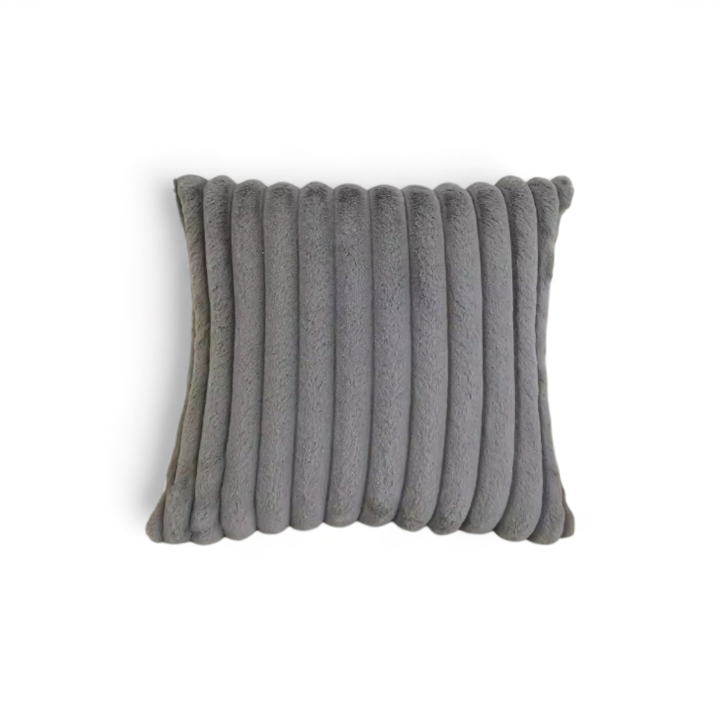 Housse de Coussin en Fausse Fourrure à Grosses Côtes Verticales en Relief pour Canapé et Lit Style Cocooning