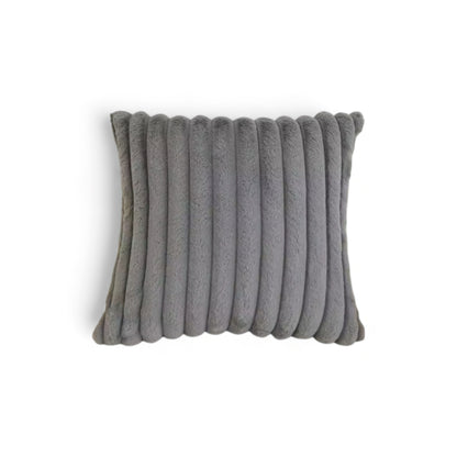 Housse de Coussin en Fausse Fourrure à Grosses Côtes Verticales en Relief pour Canapé et Lit Style Cocooning