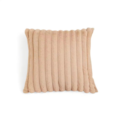 Housse de Coussin en Fausse Fourrure à Grosses Côtes Verticales en Relief pour Canapé et Lit Style Cocooning