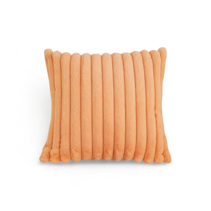 Housse de Coussin en Fausse Fourrure à Grosses Côtes Verticales en Relief pour Canapé et Lit Style Cocooning