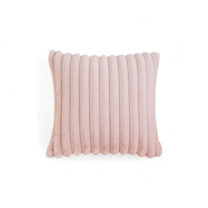 Housse de Coussin en Fausse Fourrure à Grosses Côtes Verticales en Relief pour Canapé et Lit Style Cocooning