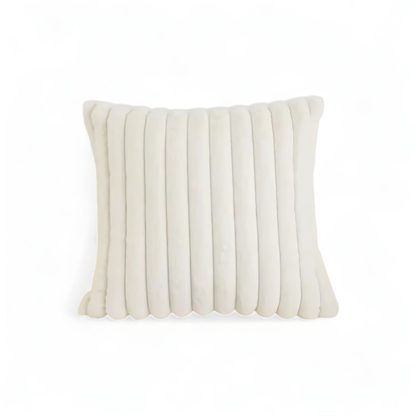 Housse de Coussin en Fausse Fourrure à Grosses Côtes Verticales en Relief pour Canapé et Lit Style Cocooning