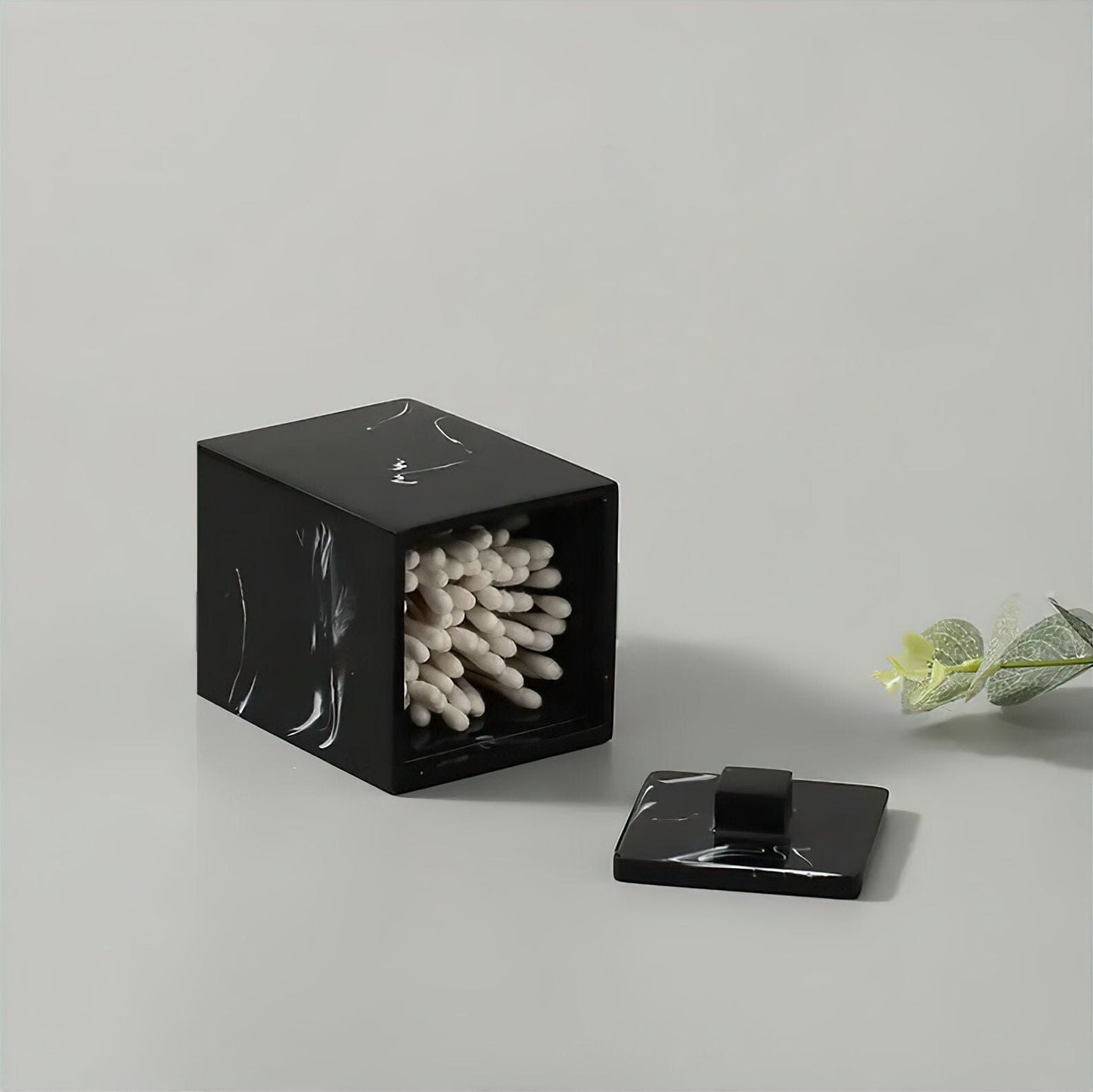 Accessoire de Salle de Bain Effet Marbre Noir Veiné Distributeur Porte-Brosses Gobelet ou Porte-Savon Style Moderne
