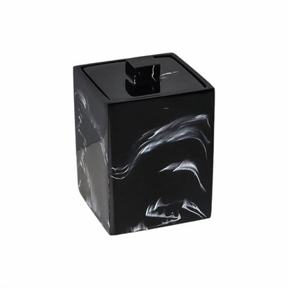 Accessoire de Salle de Bain Effet Marbre Noir Veiné Distributeur Porte-Brosses Gobelet ou Porte-Savon Style Moderne