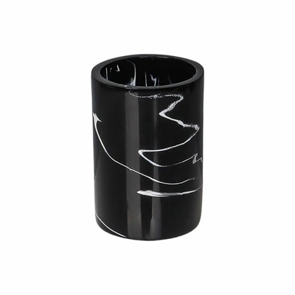 Accessoire de Salle de Bain Effet Marbre Noir Veiné Distributeur Porte-Brosses Gobelet ou Porte-Savon Style Moderne
