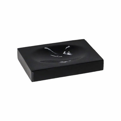 Accessoire de Salle de Bain Effet Marbre Noir Veiné Distributeur Porte-Brosses Gobelet ou Porte-Savon Style Moderne