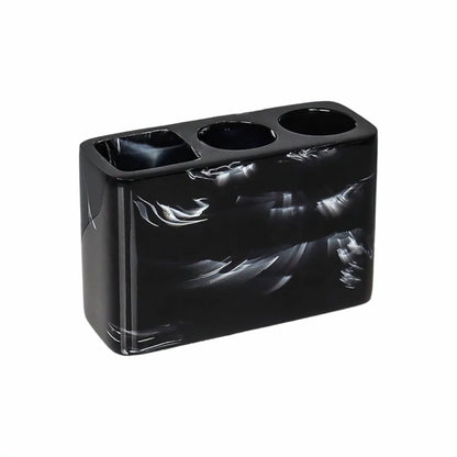 Accessoire de Salle de Bain Effet Marbre Noir Veiné Distributeur Porte-Brosses Gobelet ou Porte-Savon Style Moderne
