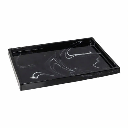Accessoire de Salle de Bain Effet Marbre Noir Veiné Distributeur Porte-Brosses Gobelet ou Porte-Savon Style Moderne