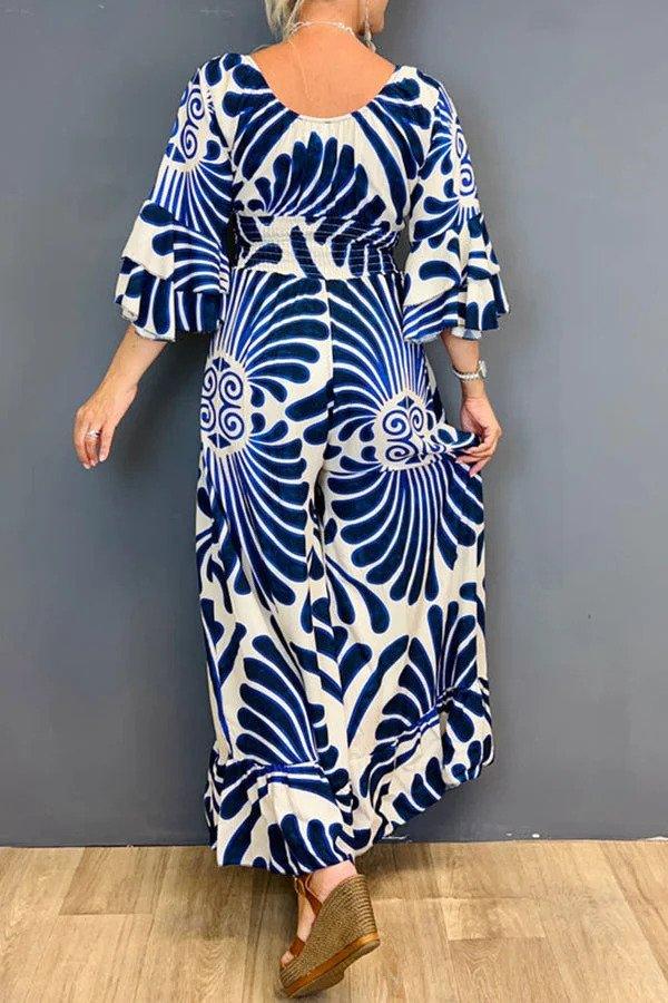 Jumpsuit Vintage à Fleurs Volanté pour Femmes - Aurelles