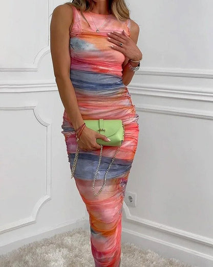 Robe d'Été pour Femmes - Robe Décontractée Sans Manches à Col Rond