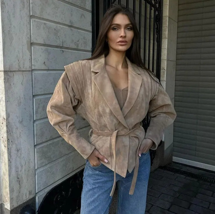 Veste en Suédine à Lacets – Coupe Ajustable - Aurelles