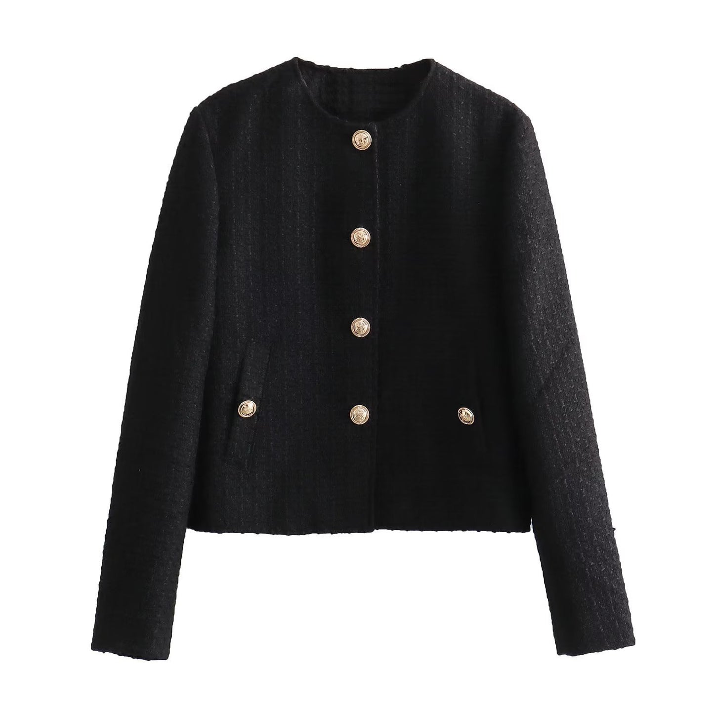 Veste Courte Texturée à Col Rond Pour Femmes - Aurelles