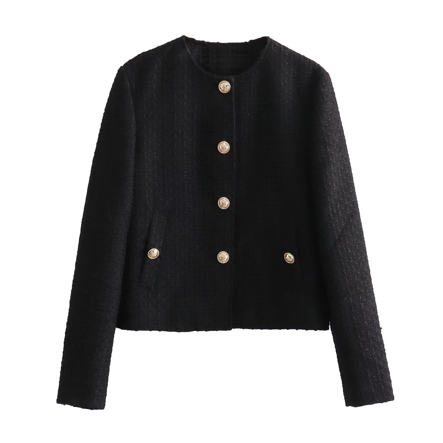Veste Courte Texturée à Col Rond Pour Femmes - Aurelles